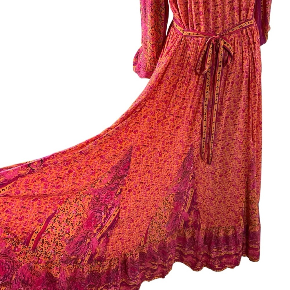 Free People Happy Feelings Maxi Dress Pink Orange Boho Floral Size size Large - Picture 8 of 15